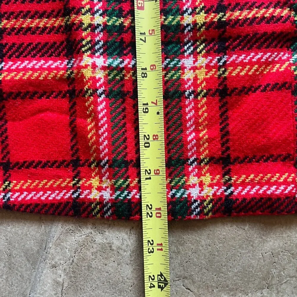 Vtg 60s Girls Red Tartan Plaid Jumper Dress Mod Preppy Academia Classic Holiday